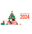 happy new year 2024 christmas tree in modern vector image