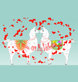 two lovers kissing llamas surrounded hearts vector image