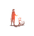 woman pet dog animal training concept vector image vector image