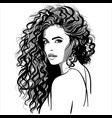 beautiful girl portrait curly pretty woman vector image