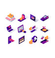 ecommerce platform isometric icons set online vector image