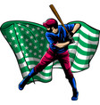 baseball player with american flag vector image vector image