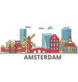 amsterdam city skyline buildings streets vector image