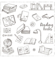 hand drawn doodle books reading set vector image vector image