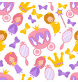 princess seamless cartoon pattern magic vector image