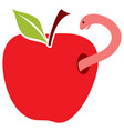 worm in red apple vector image