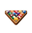 pool billiards balls in triangle game icon vector image vector image