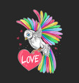 love valentine day bird full colour rainbow vector image vector image