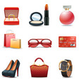 women shopping icon set vector image vector image