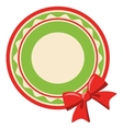circle christmas label icon flat with bow isolated vector image