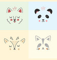 cute animal face cartoon animals collection dog vector image