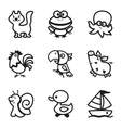 easy coloring drawings of animals icon set vector image