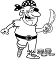 cartoon pirate holding a sword vector image