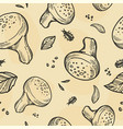 mushrooms and leaves organic products pattern vector image vector image