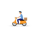 delivery man ride scooter motorcycle cartoon vector image