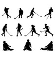 floorball player silhouette men women goalies vector image