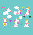cute unicorns of set cartoon characters vector image vector image