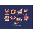 set christmas symbols santa blue vector image vector image