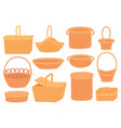 wicker baskets empty straw basket for picnic vector image vector image