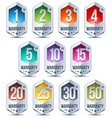 warranty seal hexagon chrome badge vector image