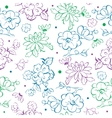 blue purple green kimono flowers drawing vector image