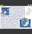 maze with cartoon rocket in space and the moon vector image