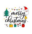 merry christmas slogan and cute elements vector image