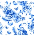 vintage seamless pattern blue roses vector image vector image