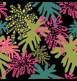 doodle grunge textured tropical leaves seamless vector image