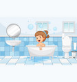 happy girl taking a bath vector image