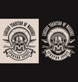 set with a skull in spartan helmet on black vector image
