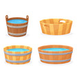 cartoon wooden tub wood vats with hot water vector image