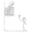 lover confessing love to girl on balcony cartoon vector image vector image