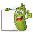 pickle cartoon character holding poster sign vector image vector image