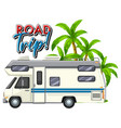 road trip icon with campervan and tree vector image