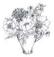 bouquet with hand drawn flowers and plants vector image