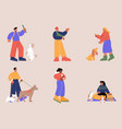 people with pets isolated characters and animals vector image vector image