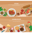 steak and hamburger banner flat design template vector image vector image