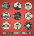 vintage ski patrol labels and icons vector image vector image