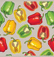 seamless pattern with green yellow and red peppers vector image vector image