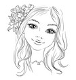 beautiful fashion girl with flower in hair vector image vector image
