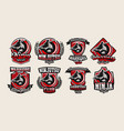 set of colorful logos emblems ninja holding vector image