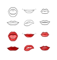 woman lips and mouth silhouettes vector image vector image