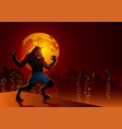 silhouette of a werewolf standing on the edge vector image vector image