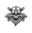 skull viking warrior with axe monochrome vector image vector image