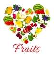 fruit heart icon with fresh fruits icons vector image