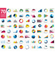mega set charst graphs blue color infographics vector image