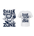 t-shirt print with shark animal mascot vector image vector image