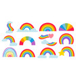 cartoon rainbow collection colored arcs weather vector image