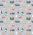 cute cars seamless pattern cartoon transportation vector image